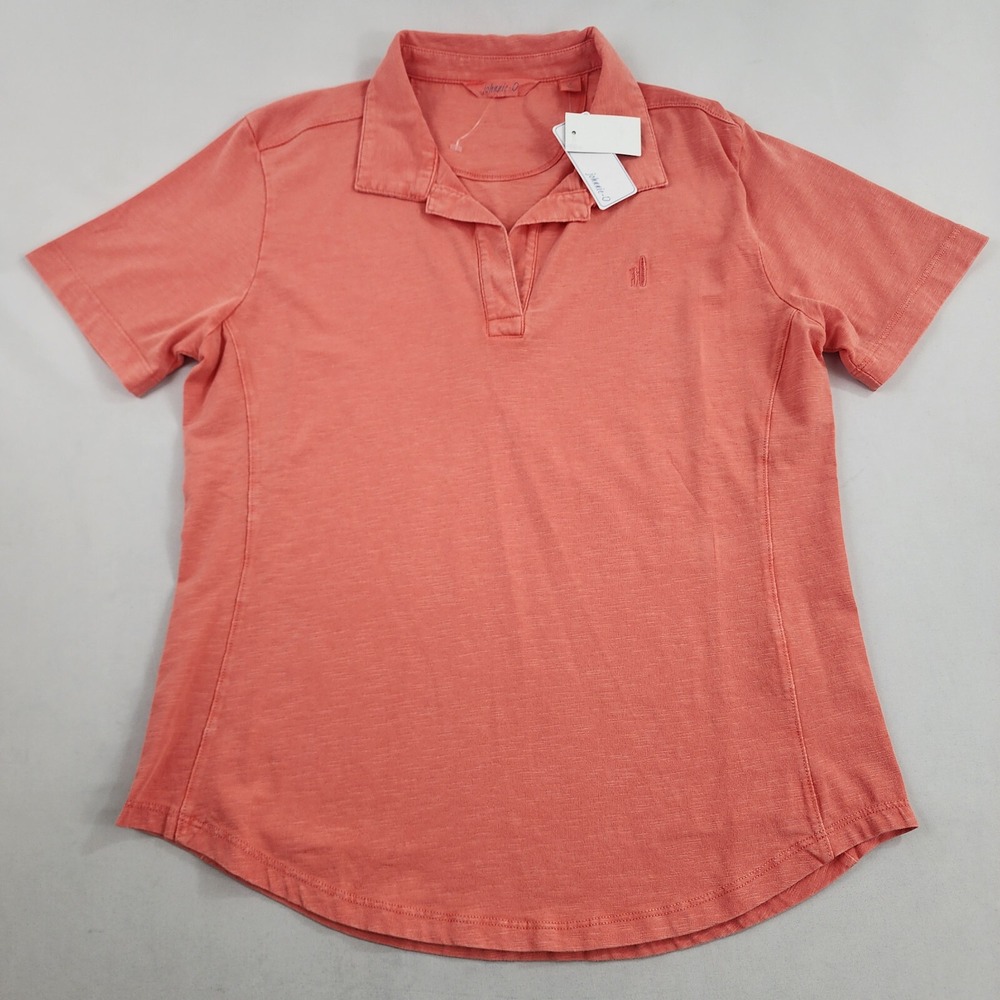 Johnnie-O Sadie Polo T-Shirt Womens Small Hot Coral Cotton Stretch JWPO100000